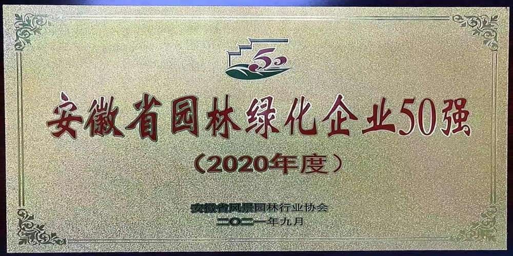 綠葉集團連續三年榮獲“安徽省園林綠化企業50強”稱號——2021年度安徽省園林綠化行業評比結果揭曉
