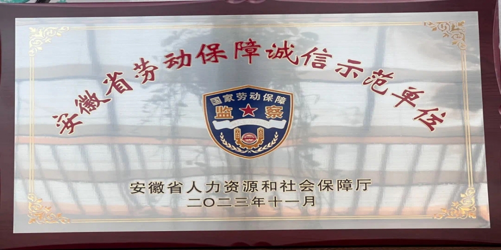 綠葉集團榮獲“安徽省勞動保障誠信示范單位”稱號